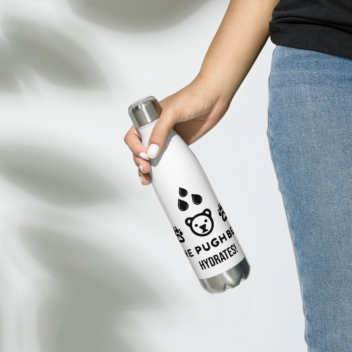 Water Bottle: The PughBear Hydrates Stainless steel water bottle! (Hand-wash only)