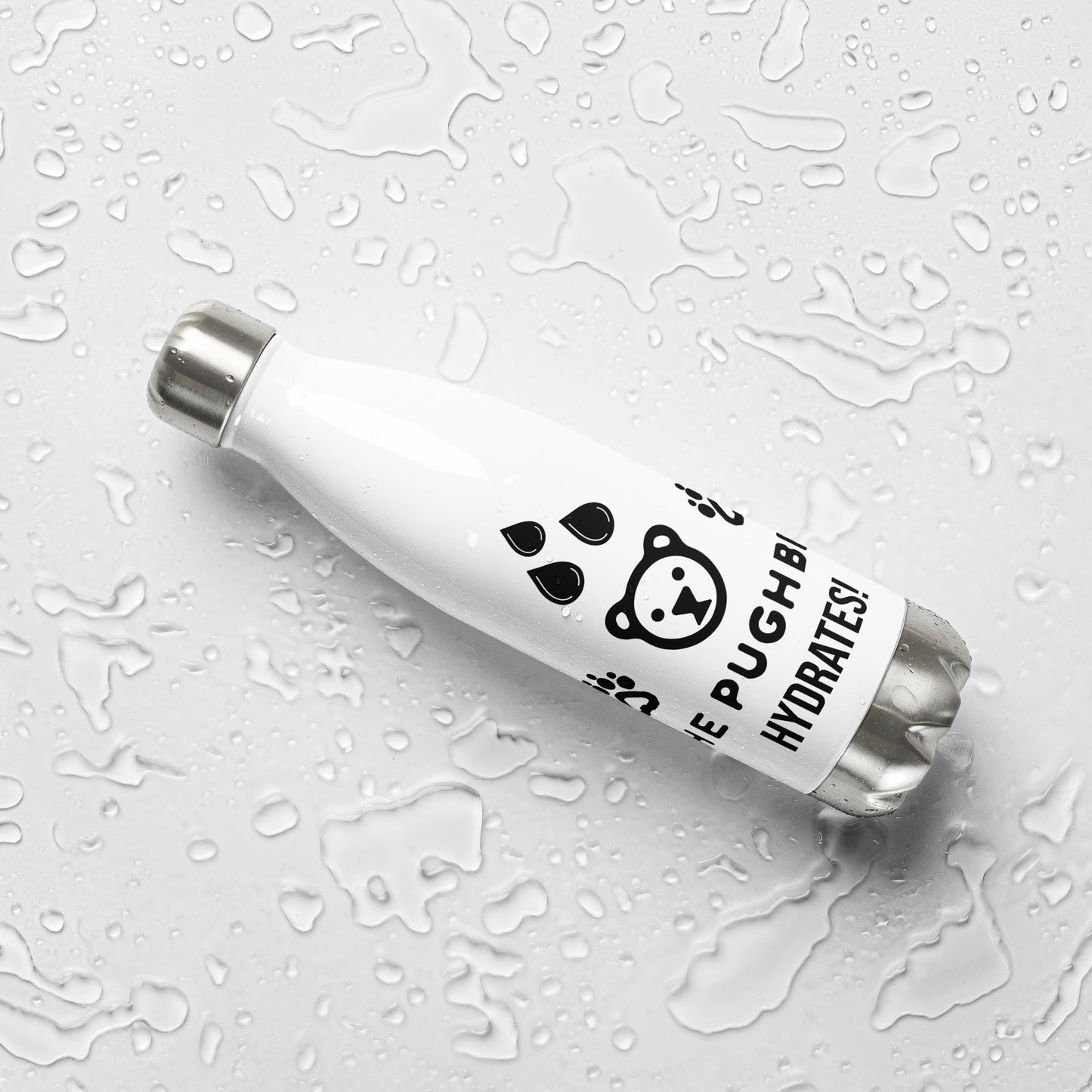 Water Bottle: The PughBear Hydrates Stainless steel water bottle! (Hand-wash only)