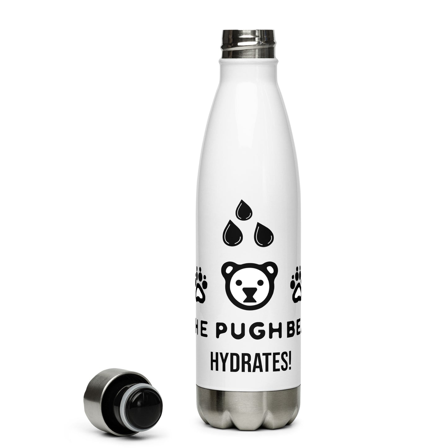 Water Bottle: The PughBear Hydrates Stainless steel water bottle! (Hand-wash only)