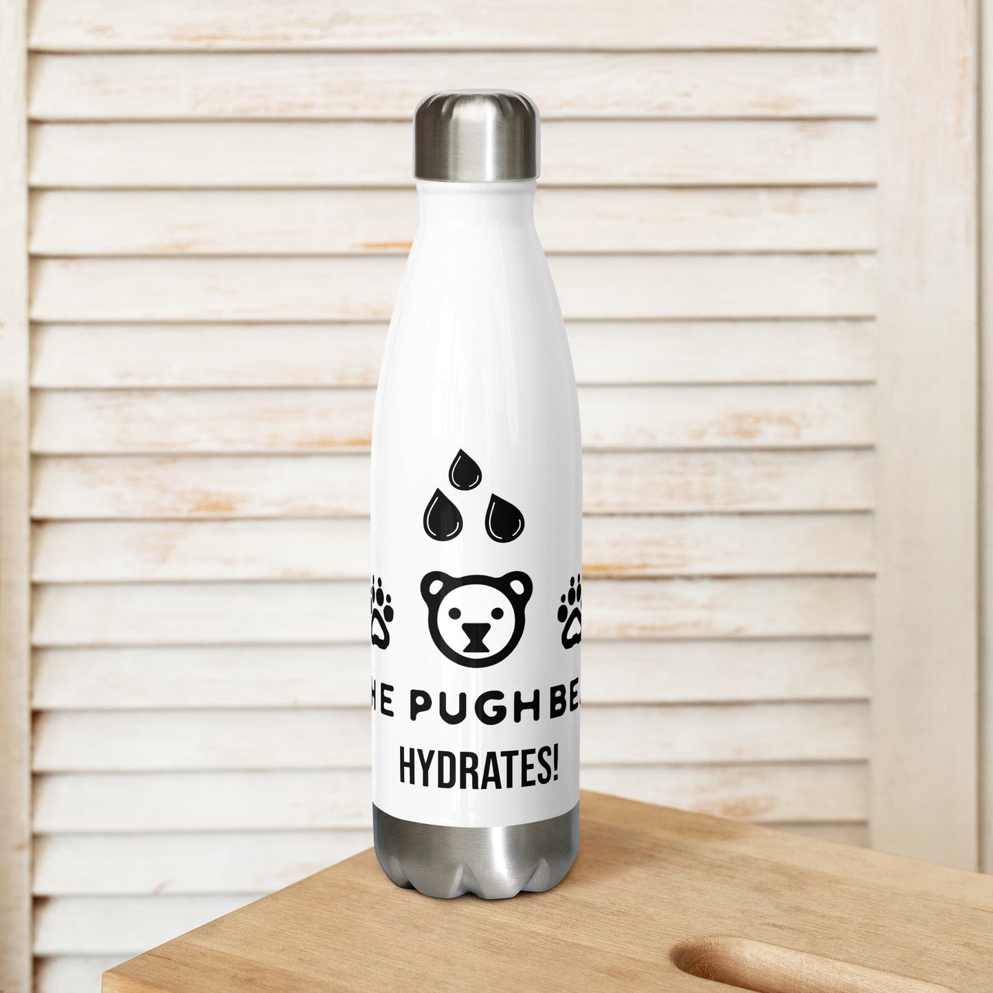 Water Bottle: The PughBear Hydrates Stainless steel water bottle! (Hand-wash only)